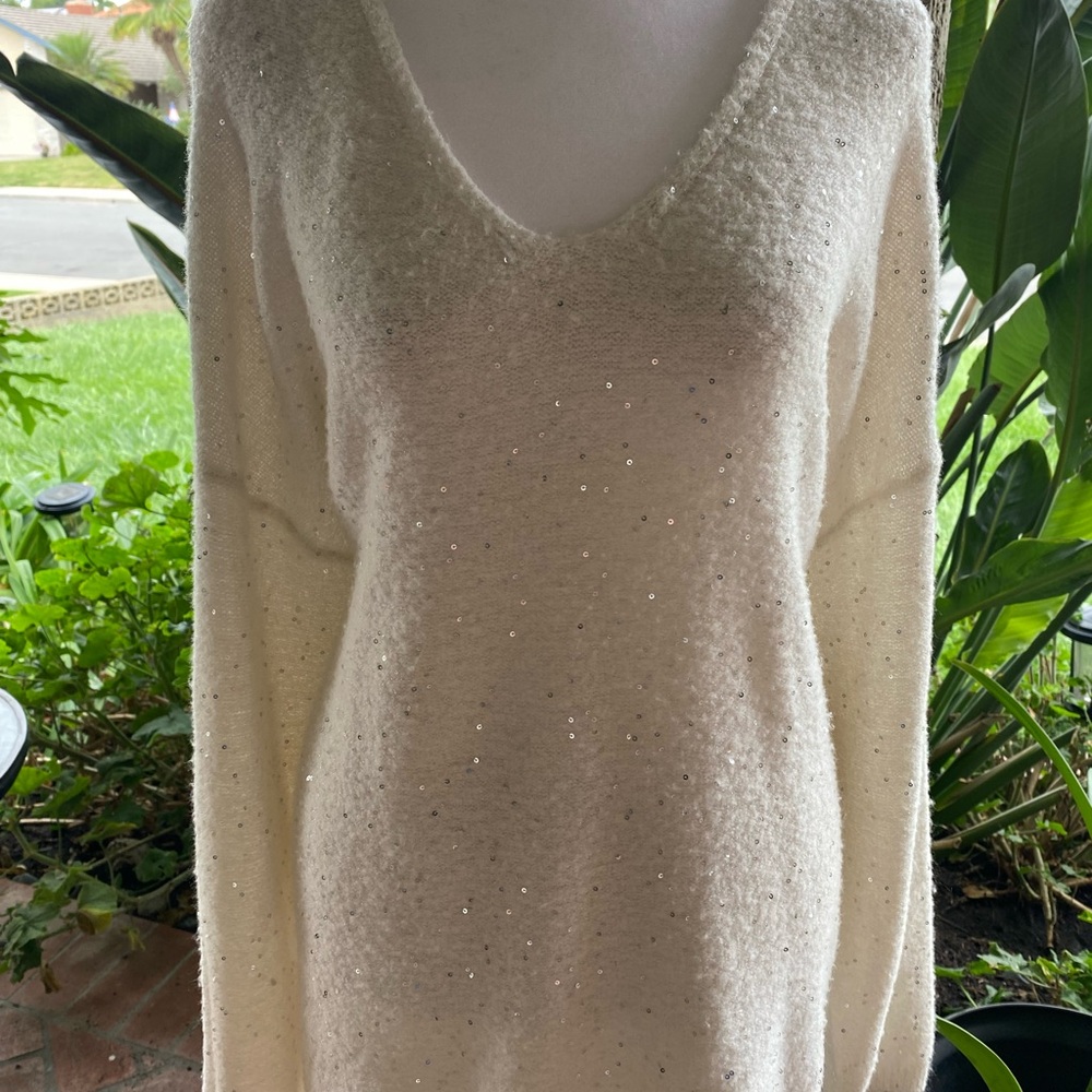 EVRI Cream Sequin Knit Top